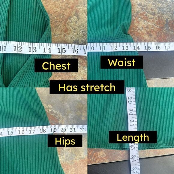 Reformation Janelle Ribbed Mini Dress L Emerald Green Spruce Sleeveless Summer - Picture 7 of 11